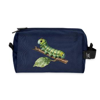 Papilio Caterpillar Swallowtail on Branch - Recycled Toiletry Zip Bag - navy - Front