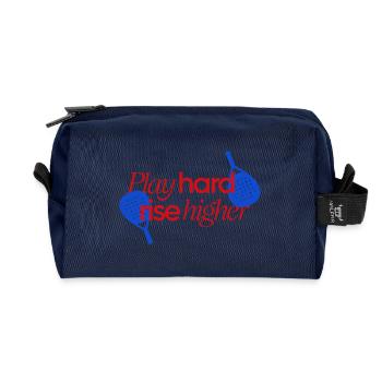 padel tennis play hard slogan logo - Trousse de toilette en tissu recyclé - marine - Devant