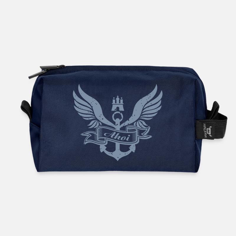 anchor - Recycled Toiletry Zip Bag - navy