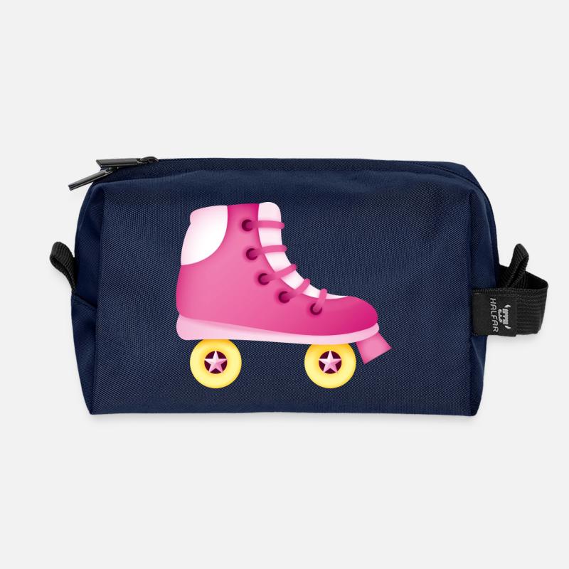 Smiley Roll Skate - Recycled Toiletry Zip Bag - navy