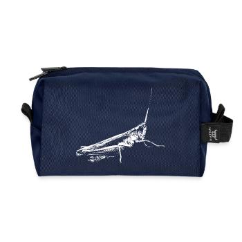 Grashüpfer weiß / Grasshopper white / insekten - Recycelte Kulturtasche - Navy - Vorne