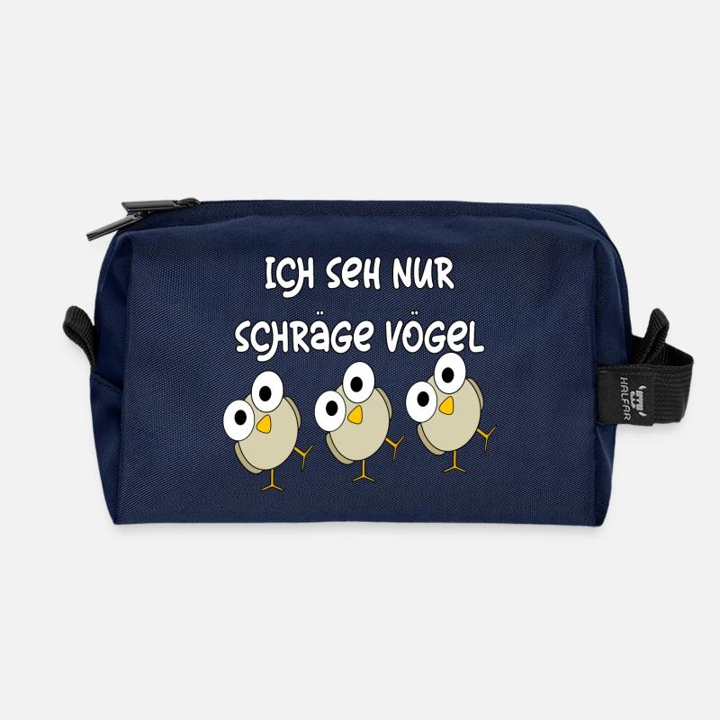 Schräge Vögel - Recycelte Kulturtasche - Navy