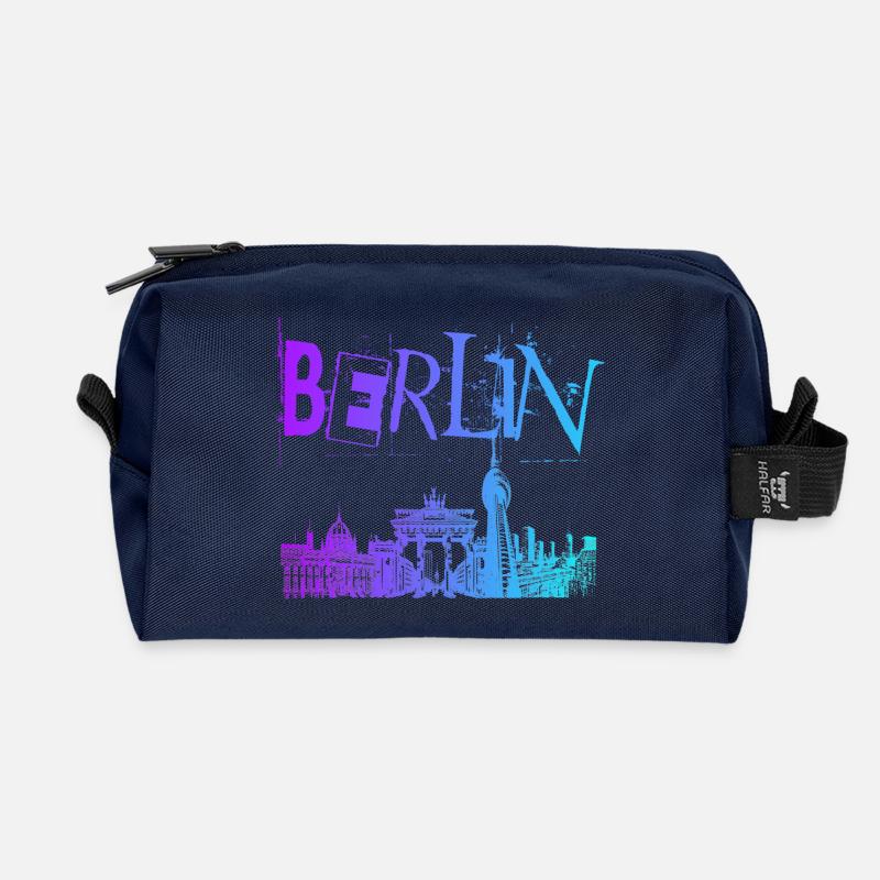 Berlin Skyline Panorama - Recycelte Kulturtasche - Navy