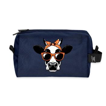 Vache avec lunettes de soleil - Trousse de toilette en tissu recyclé - marine - Devant
