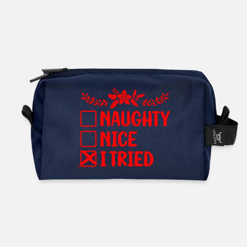 Naughty Nice I Tried - Recycelte Kulturtasche - Navy