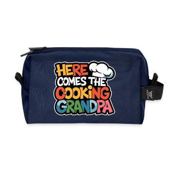 Here comes the cooking grandpa - Recycled Toiletry Zip Bag - navy - Front