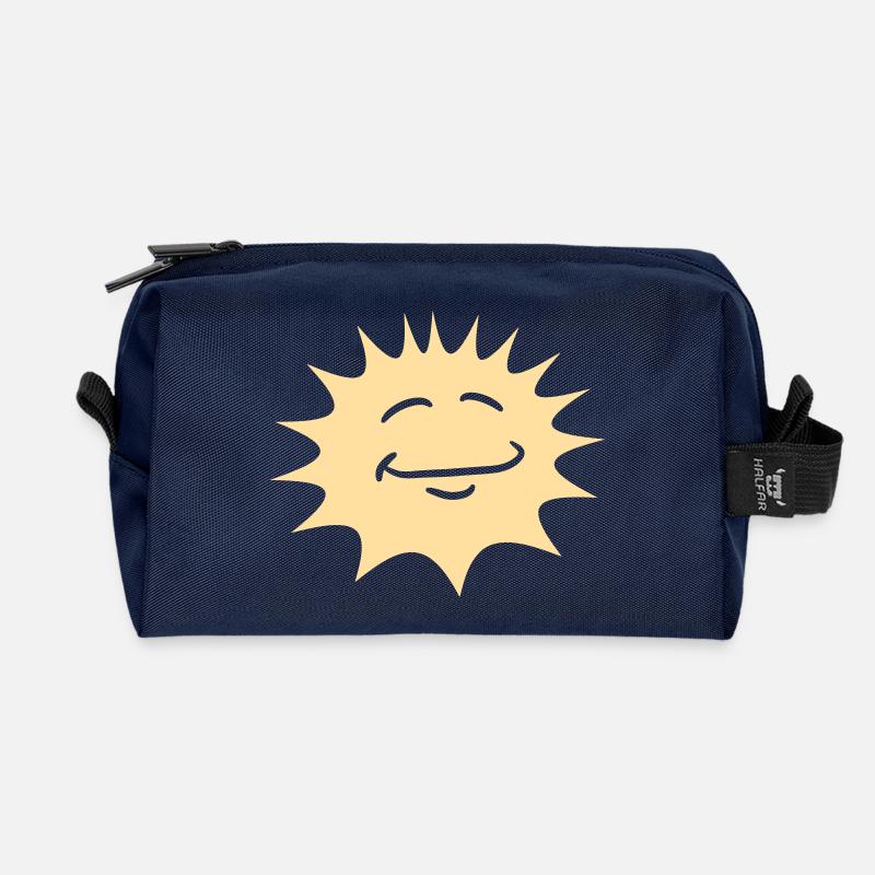 Helle Sonne Lustiges Gesicht Lächeln Comic Cartoon - Recycelte Kulturtasche - Navy
