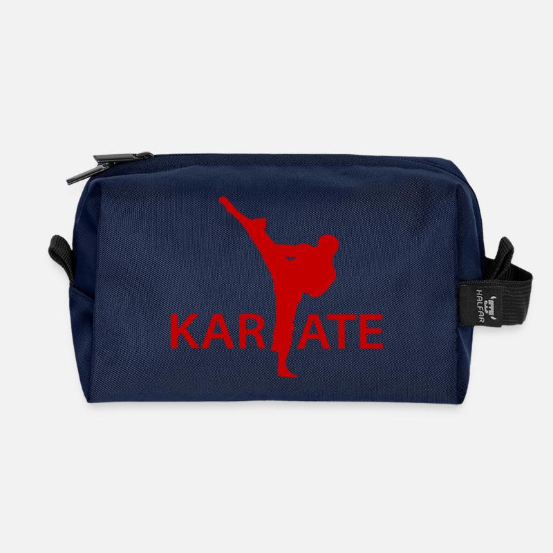  Karate Kick Silhouette - Recycelte Kulturtasche - Navy
