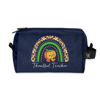 Teacher Thanksgiving Teacher - Recycled Toiletry Zip Bag - navy - Front