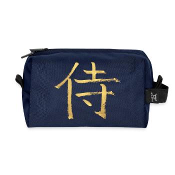 Samurai - Auf Japanisch / Tusche Schriftzeichen - Recycelte Kulturtasche - Navy - Vorne