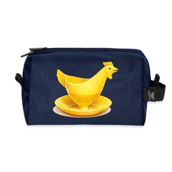 Yellow GDR egg cup, Ostalgie - Recycled Toiletry Zip Bag - navy - Front