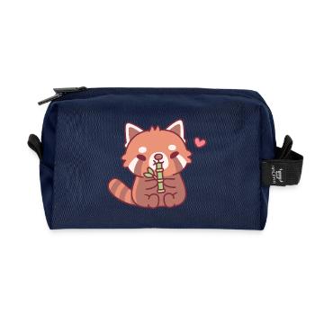 Der süße rote Panda liebt Bambus - Recycelte Kulturtasche - Navy - Vorne