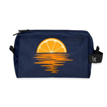 Orange Sunset Ocean Minimal Summer Beach - Trousse de toilette en tissu recyclé - marine - Devant