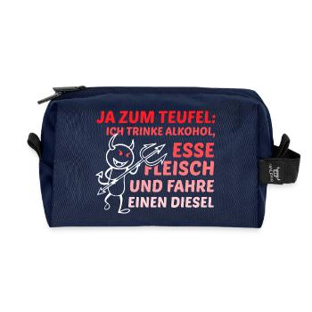 Ja zum Teufel ich trinke Alkohol Esse Fleisch - Recycelte Kulturtasche - Navy - Vorne