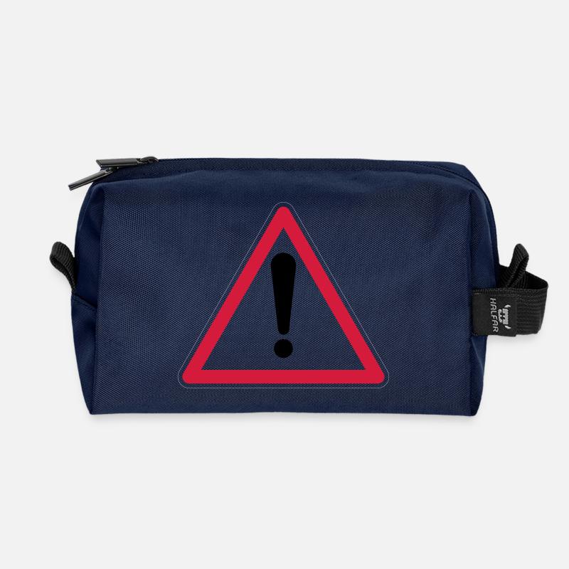 Warning! - Recycled Toiletry Zip Bag - navy