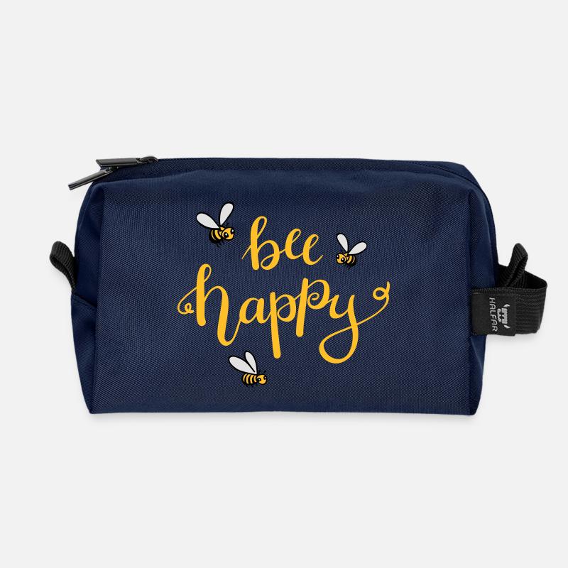 bee happy - Recycelte Kulturtasche - Navy