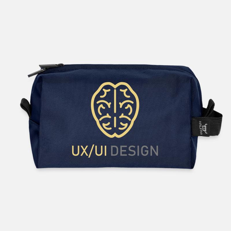 UX UI Design Logo Gehirn Denken Programmieren - Recycelte Kulturtasche - Navy