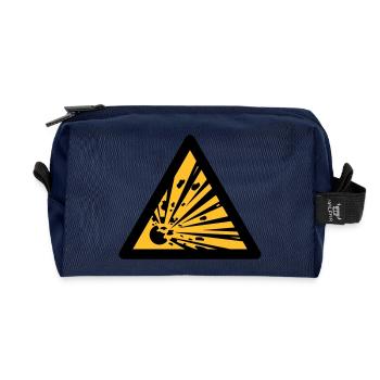 Hazard Symbol - Explosives (2-color) - Recycled Toiletry Zip Bag - navy - Front