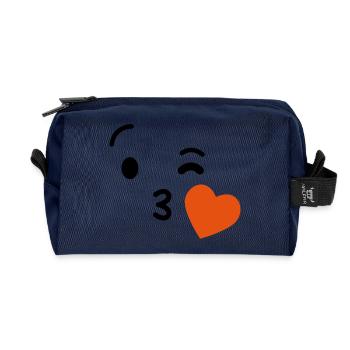 Emoji Kuss Herz Liebe Emoji - Recycelte Kulturtasche - Navy - Vorne