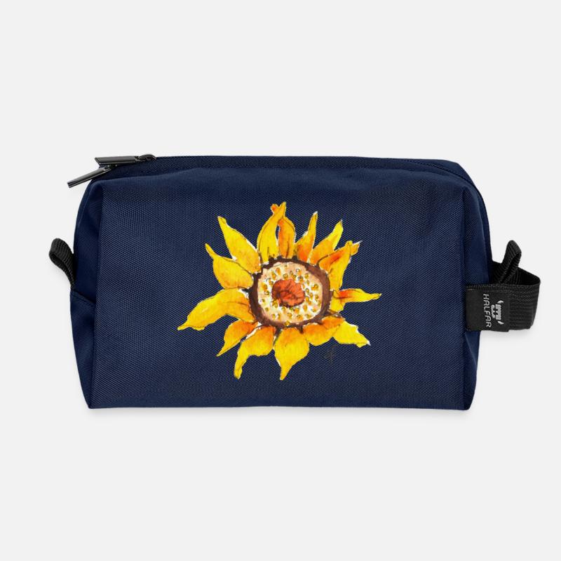 Sonnenblume Blüte - Recycelte Kulturtasche - Navy