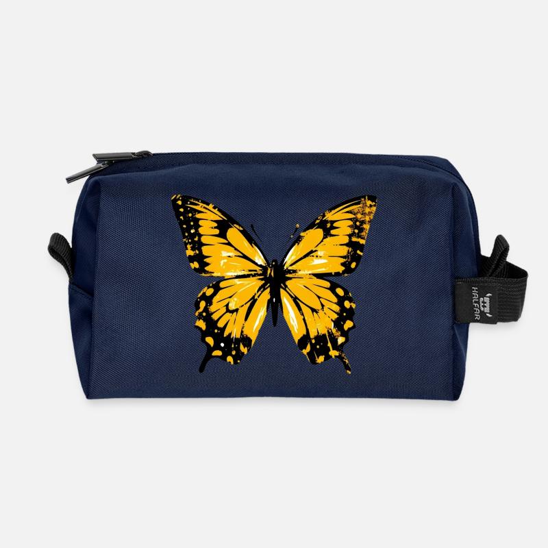 Schmetterling - Recycelte Kulturtasche - Navy