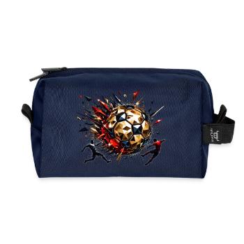 dynamische Fußballspieler spielen Fußball - Recycelte Kulturtasche - Navy - Vorne