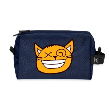 Wahnsinnige Katze Schielt Lustig Verrückt Grimasse - Recycelte Kulturtasche - Navy - Vorne