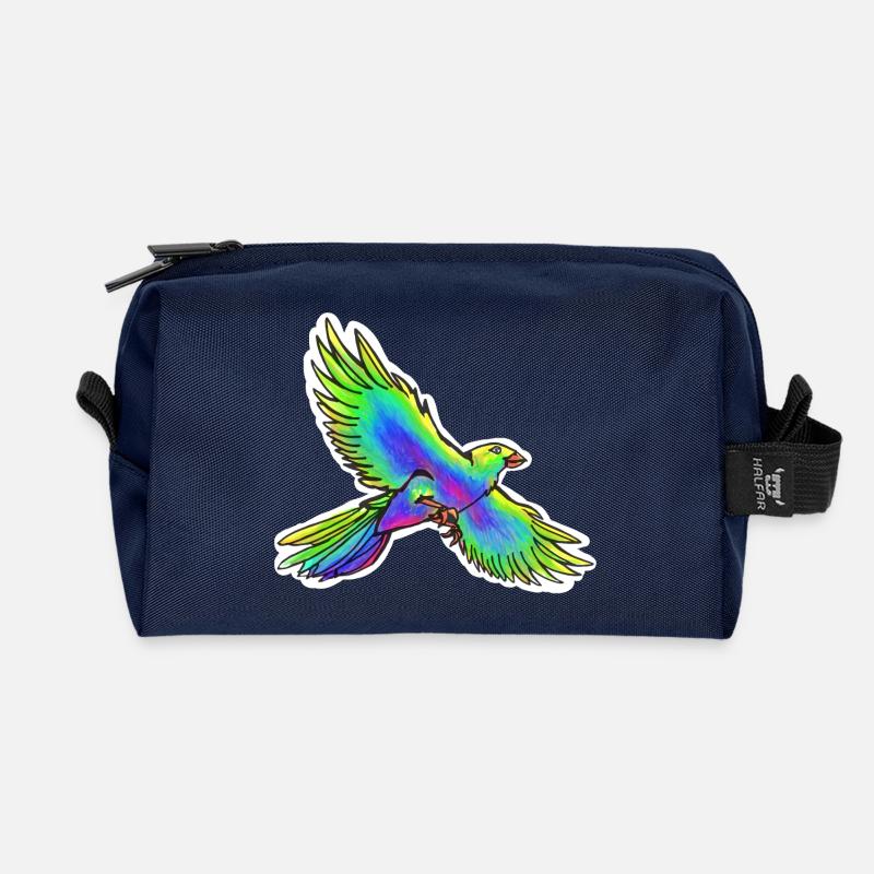 Paradies-Vogel (Gelb-Grün-Blau) - Recycelte Kulturtasche - Navy