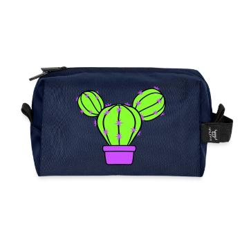Small Cactus Spines Desert Cacti Flower Pot - Recycled Toiletry Zip Bag - navy - Front