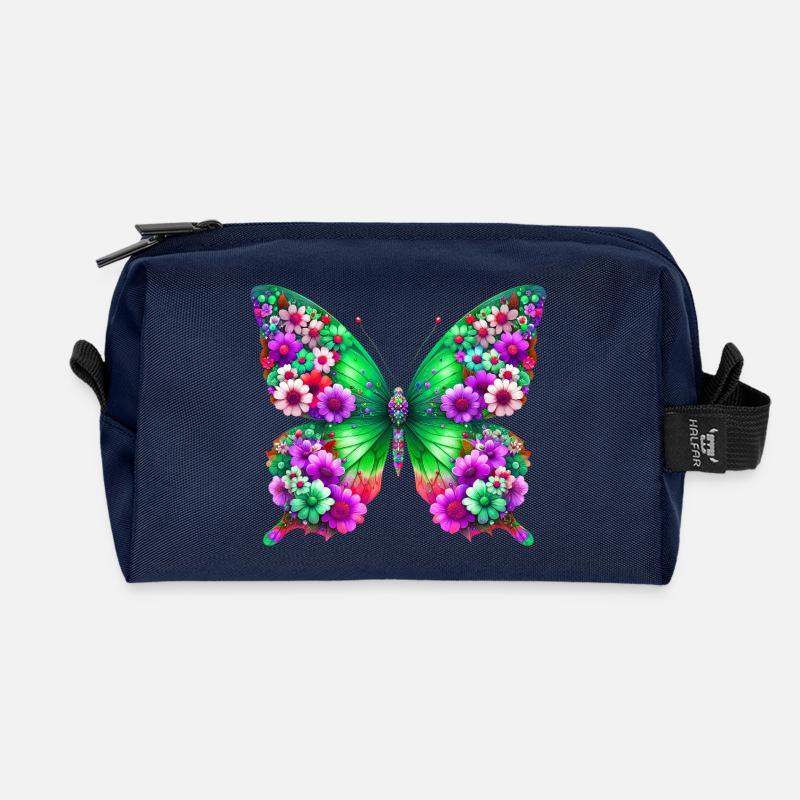 Schmetterling - Recycelte Kulturtasche - Navy
