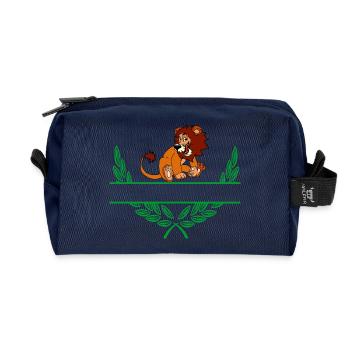 Lion Laurel Wreath with Namespace - Recycled Toiletry Zip Bag - navy - Front