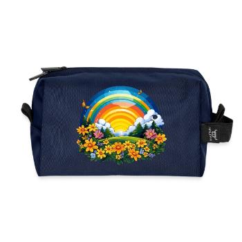 Blühender Regenbogen am Sonnenaufgang - Recycelte Kulturtasche - Navy - Vorne