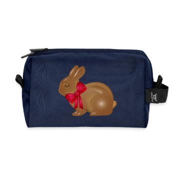Schokoladen-Osterhase mit roter Schleife Motiv - Recycelte Kulturtasche - Navy - Vorne