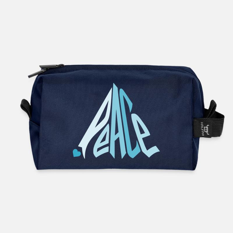 Peace Graffiti mit Herz in Blau - Recycelte Kulturtasche - Navy