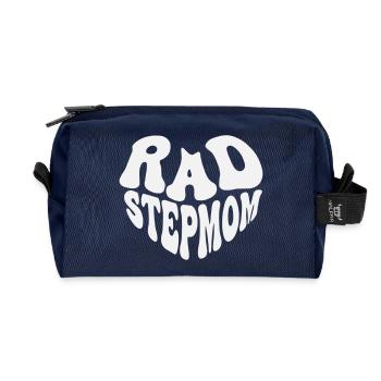 Rad Stepmom - Vintage Heart (Custom Color) - Recycled Toiletry Zip Bag - navy - Front