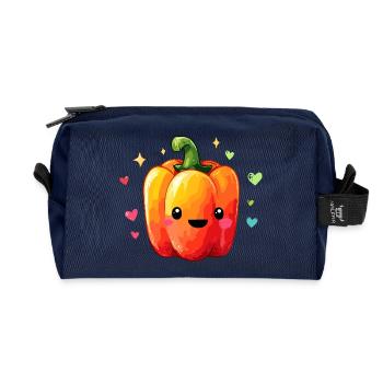 Kunterbunte Paprika Kuschel - Recycelte Kulturtasche - Navy - Vorne