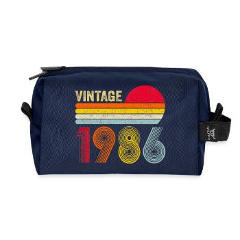 40e anniversaire de Vintage 1986 - Trousse de toilette en tissu recyclé - marine - Devant