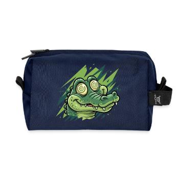 Krokodil-Groove Cartoonprint - Recycelte Kulturtasche - Navy - Vorne