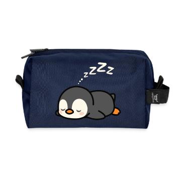 Mignonne sieste de pingouin - Trousse de toilette en tissu recyclé - marine - Devant