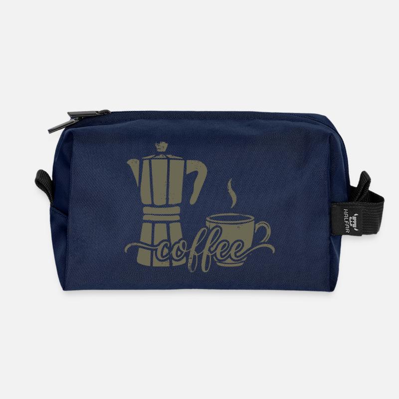 Kaffeemaschine und Kaffeetasse - Recycelte Kulturtasche - Navy