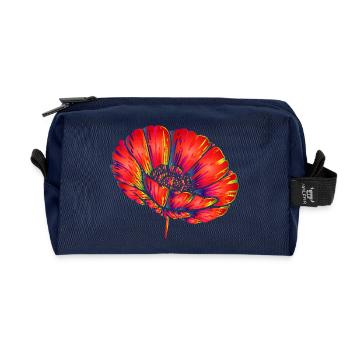 Neon Mohnblume Pop Art Florales Farbdesign - Recycelte Kulturtasche - Navy - Vorne