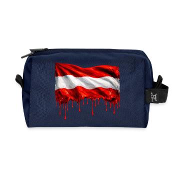 Austrian flag in bright colours - Recycled Toiletry Zip Bag - navy - Front