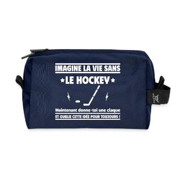 Imagine la vie sans hockey - Trousse de toilette en tissu recyclé - marine - Devant