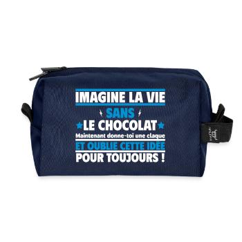 imagine la vie sans le chocolat - Trousse de toilette en tissu recyclé - marine - Devant