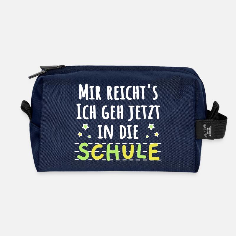 Einschulung Schulanfänger lustiger Spruch - Recycelte Kulturtasche - Navy