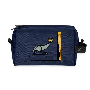 Lustig Emu Strauss rennen witzig comic Cool - Recycelte Kulturtasche - Navy - Vorne