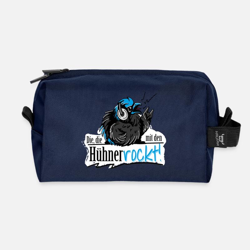 Mit Hühnern rocken - Recycelte Kulturtasche - Navy