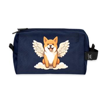 Mignon Shiba Inu Angel avec des ailes - Trousse de toilette en tissu recyclé - marine - Devant