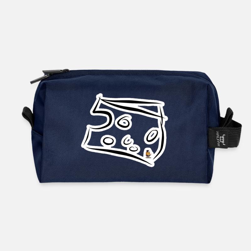 Cartoon Käse mit Minifigur - Recycelte Kulturtasche - Navy