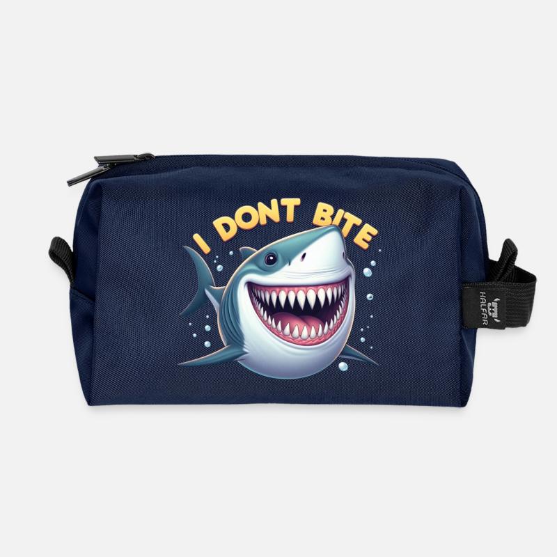 Je ne mords pas... réel! - Trousse de toilette en tissu recyclé - marine